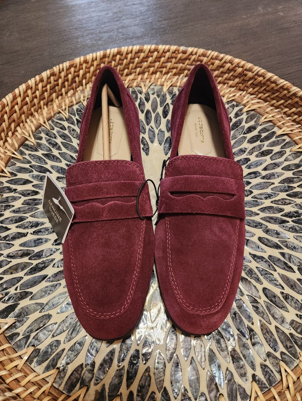Liz Claiborne Burgundy Suede Slip-On Loafers - Women's Size 9